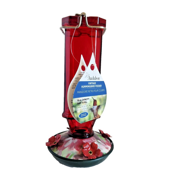 Audubon 24104 Bird Feeder, Hummingbird, Vintage Square, Ruby, 16-oz - Picture 3 of 8